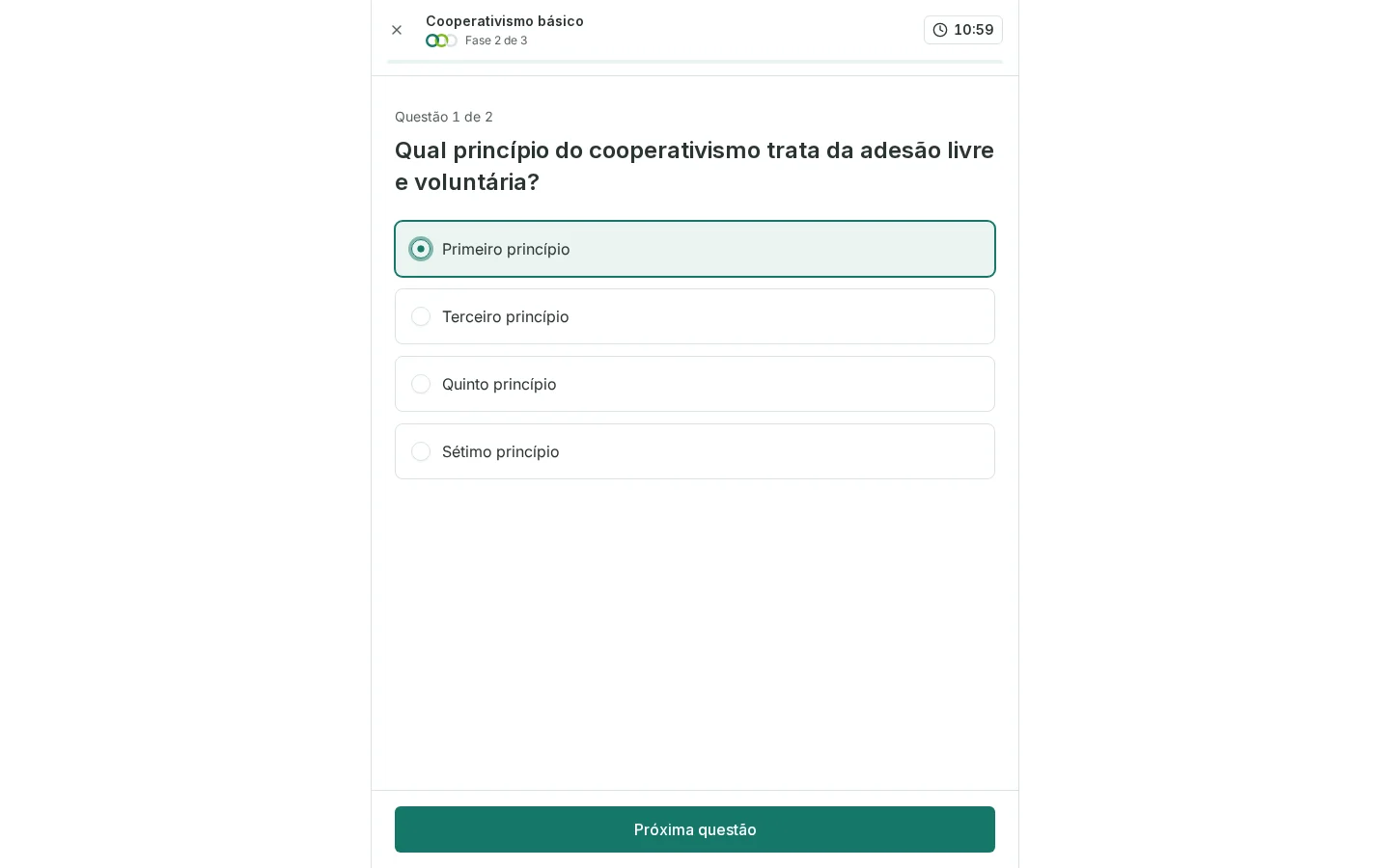Questão da prova com alternativas em botões de opção