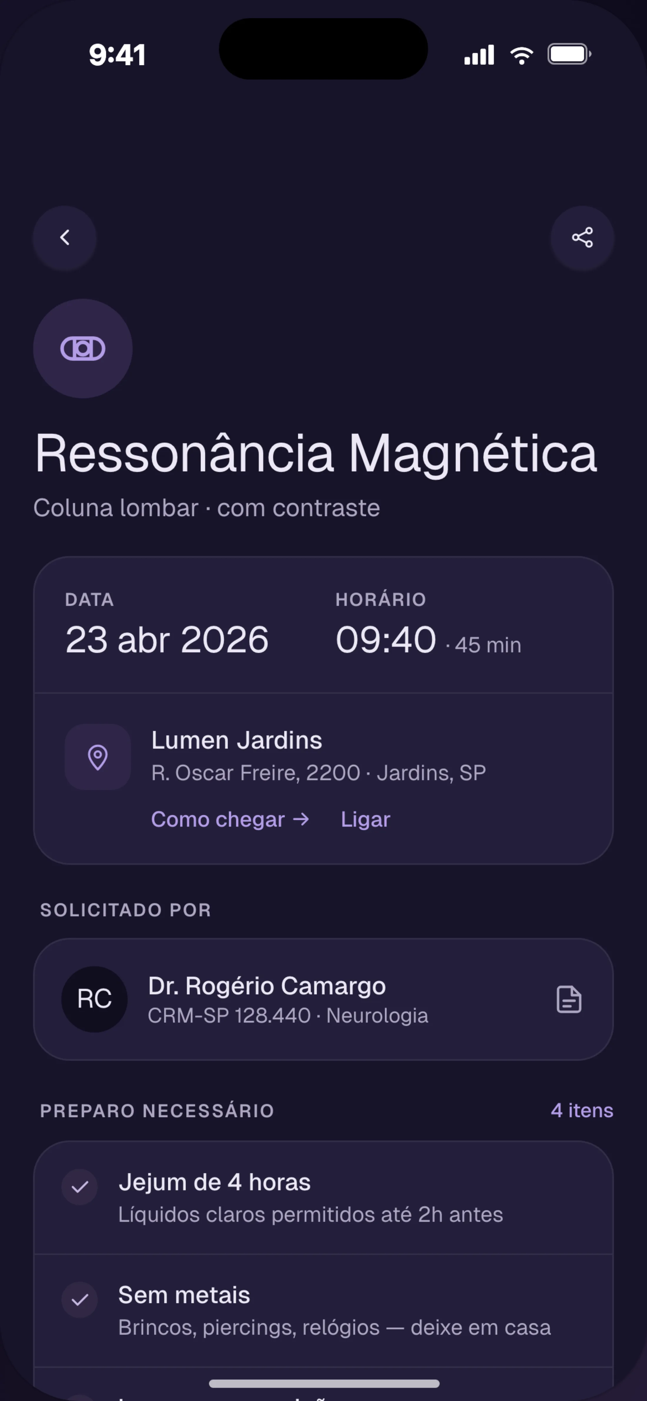 Detalhe do exame