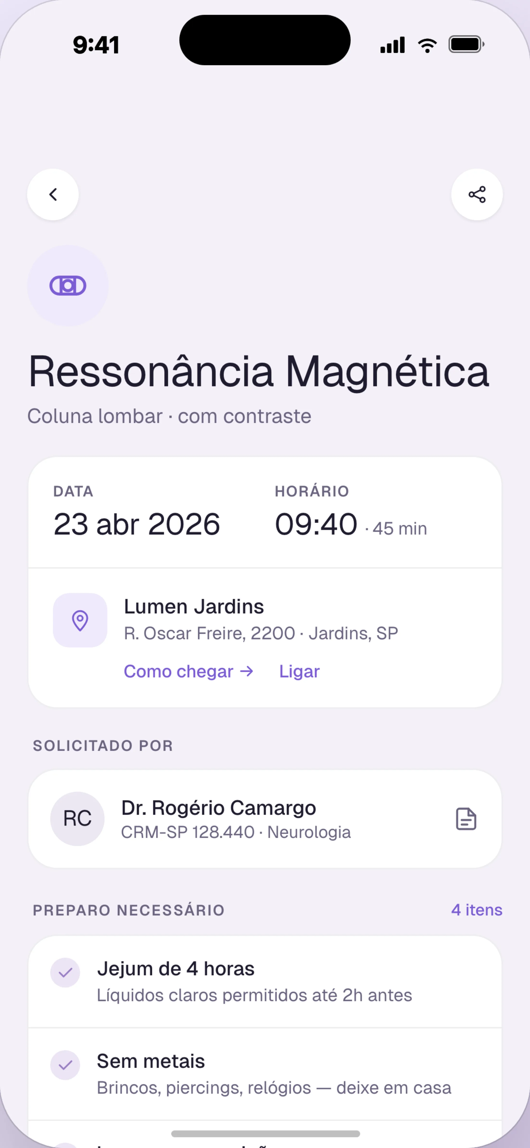Detalhe do exame