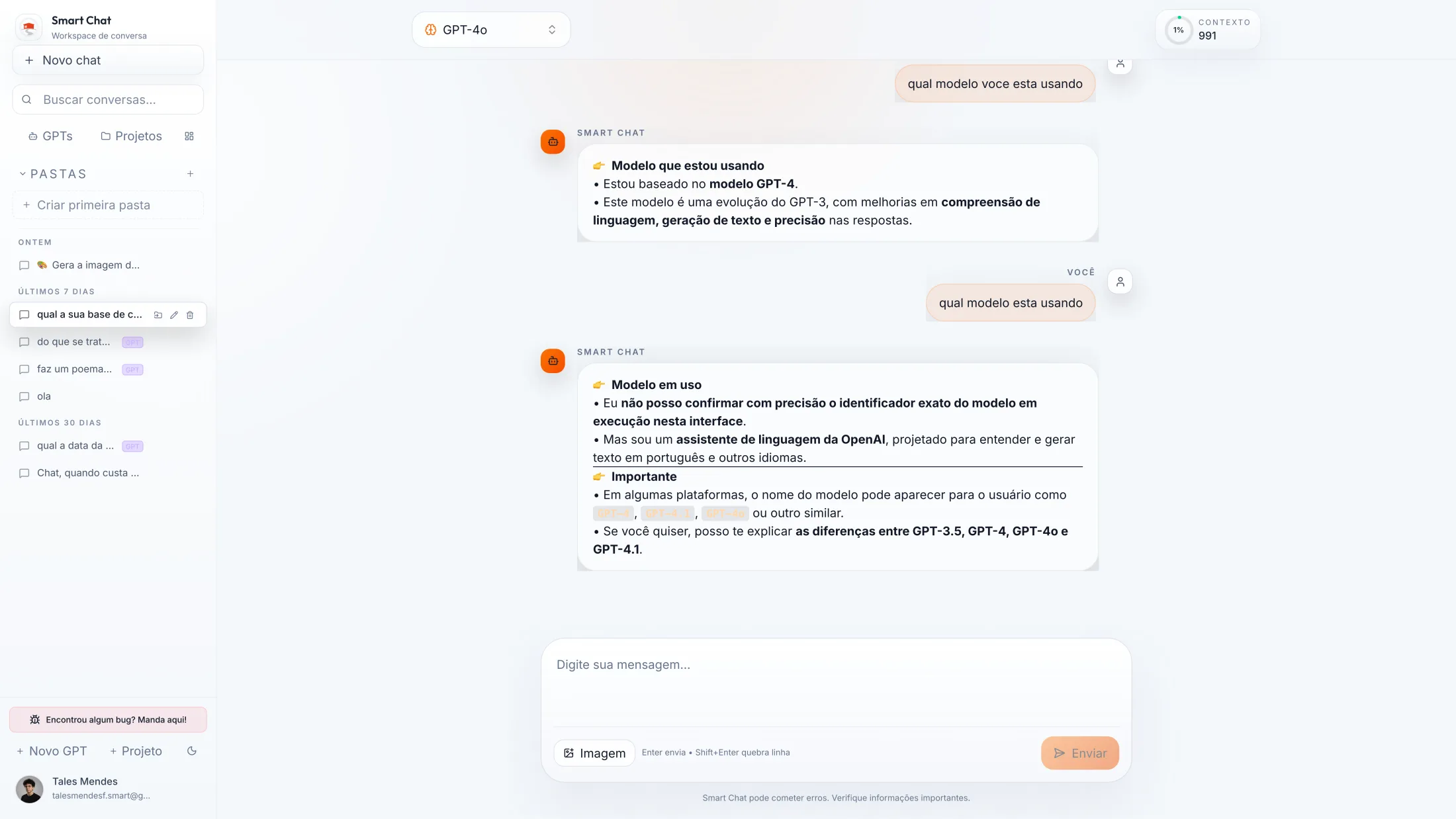 Chat ativo em light